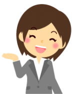 右手で案内している笑顔の女性のイラスト