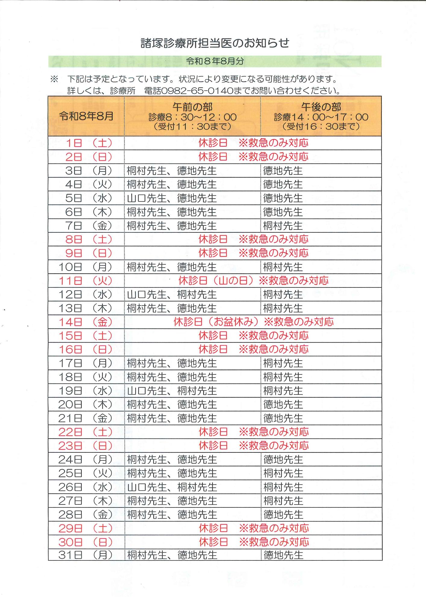 7月担当医